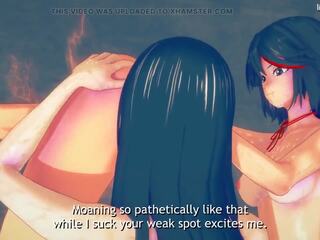 Ryuko and satsuki dominate a chap in an alley