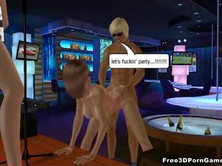 Great 3D cartoon blonde stripper gets fucked hard